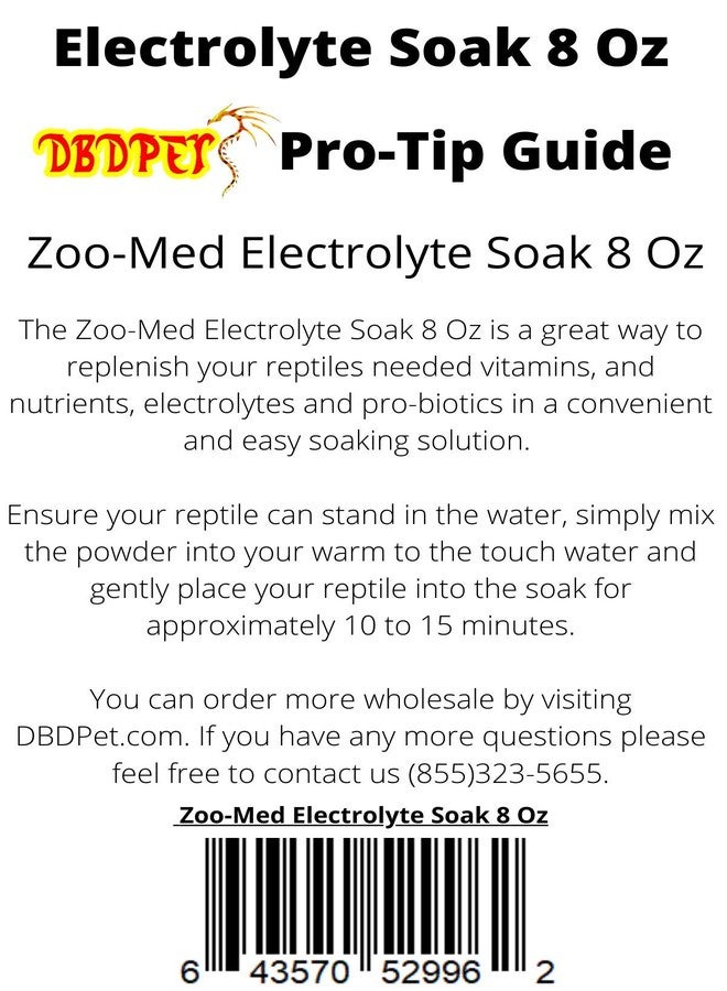 DBDPet Zoomed Reptile & Amphibian Electrolyte Soak (8oz) & Includes DBDPet Pro-Tip Guide - Great for Beardies, Chameleons, and Geckos After Laying Eggs! - Image 2